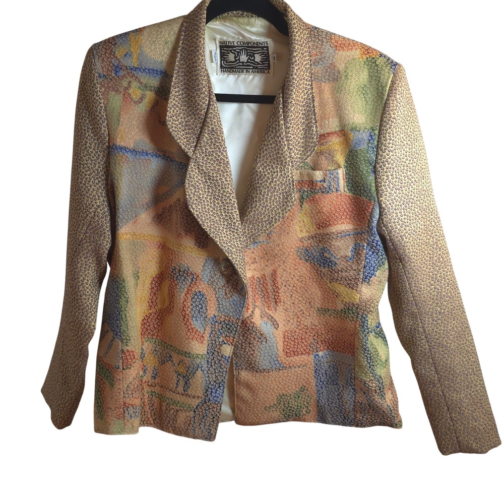 Vintage Native‎ M Components Abstract Art to Wear Blazer Jacket USA Handmade